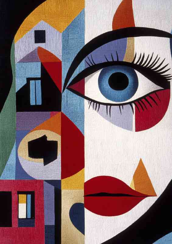 Abstract art face woman with red lips
