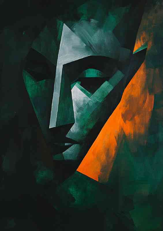 Abstract face in the style of geometric dark