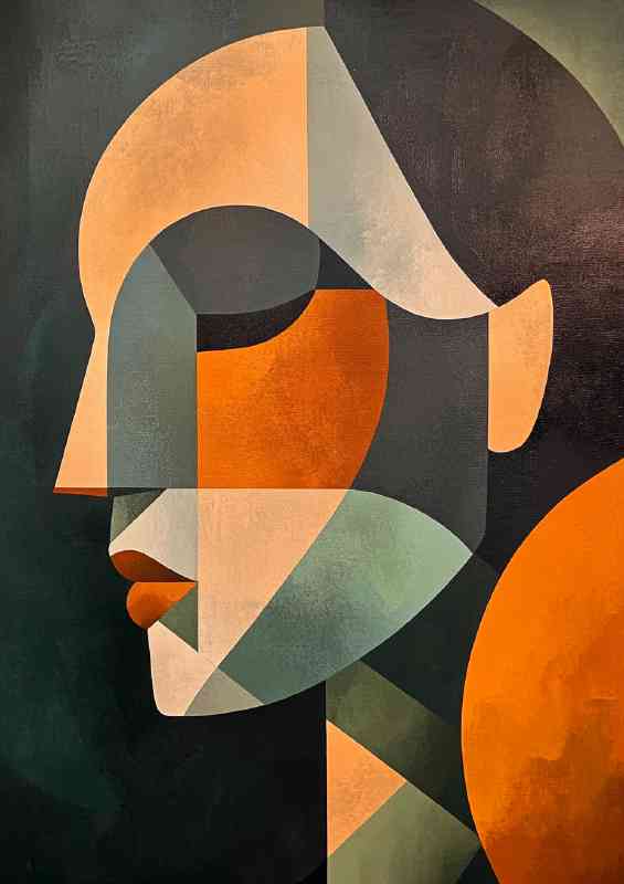 Abstract face in the style of geometric soft tones