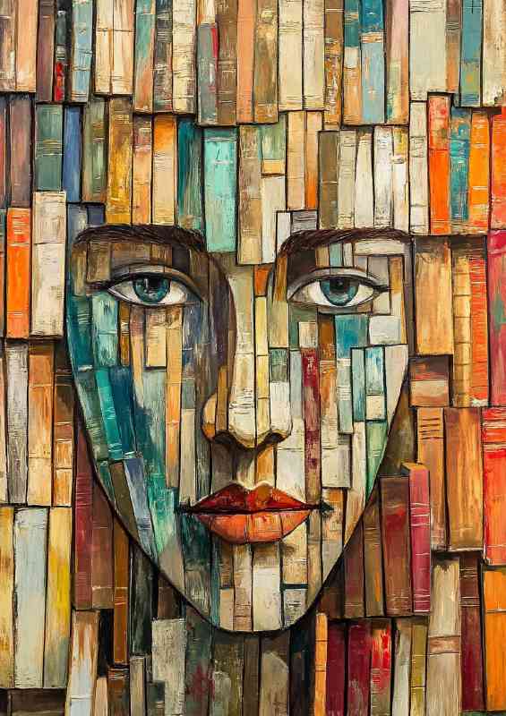Abstract face made of books