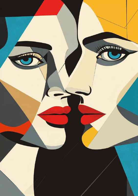 Abstract portrait of two people male and female