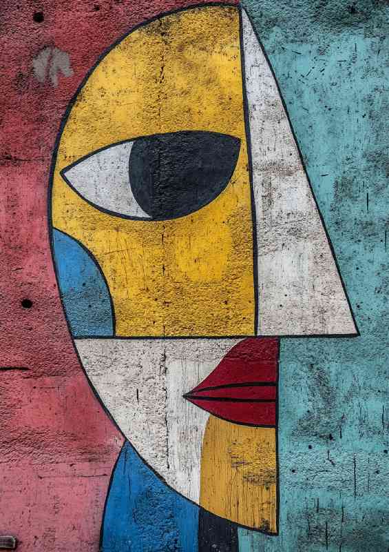 Abstract street art a ladt face series made of different colors