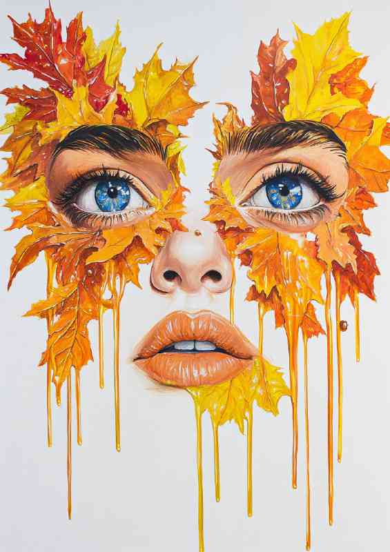 Beautiful face with two faces made of leaves
