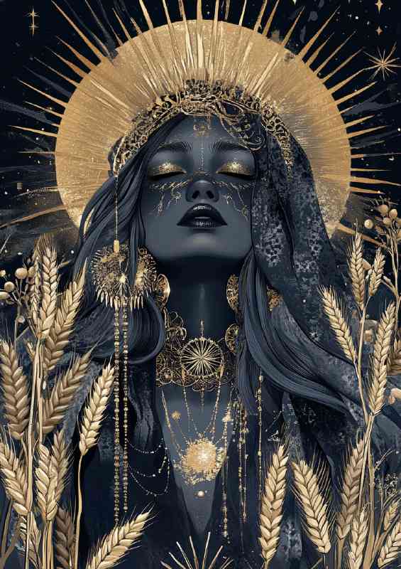 Beautiful illustration of the black moon goddess
