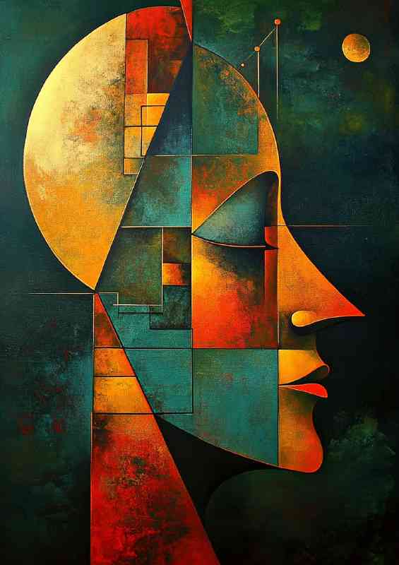 Surreal painting of a face with an elongated colours
