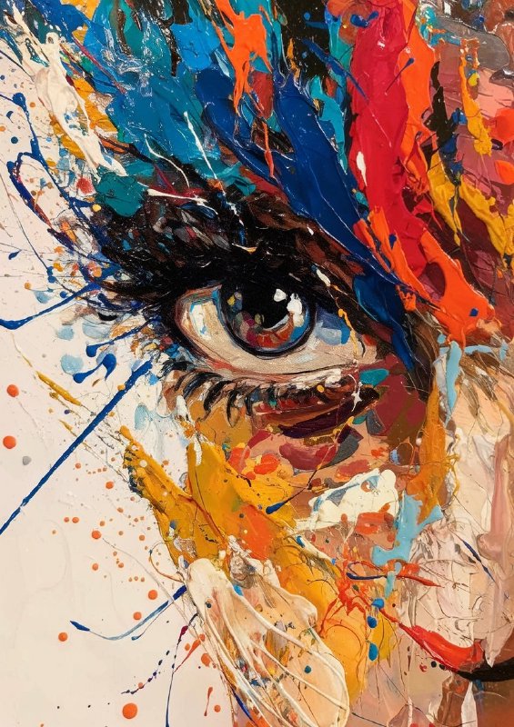 Vibrant and abstract portrayal of a human eye