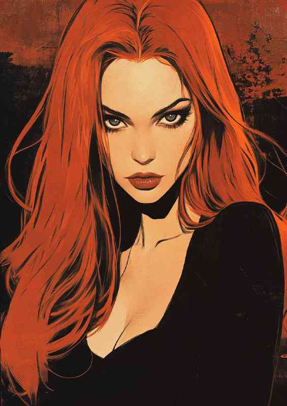 Woman with long red hair and great eyes