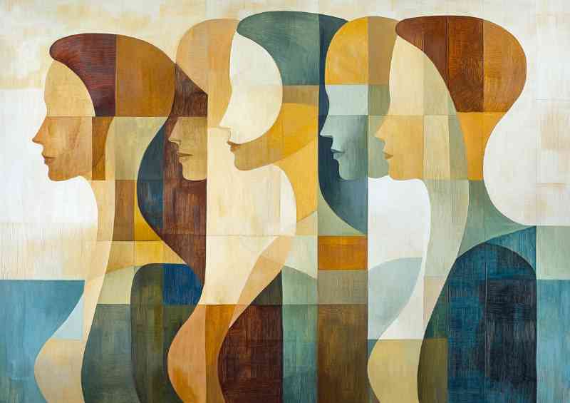 Abstract art painting of women
