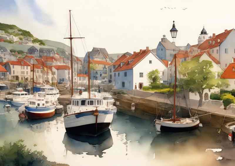Port of Colors Colorful Harbor Town Art