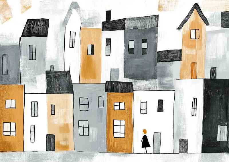 Painting of houses and buildings