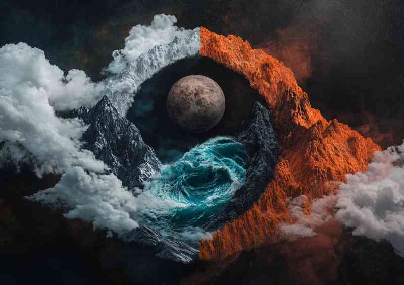 Yin yang symbol made of different earth elements