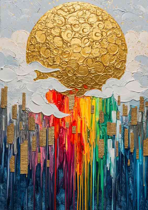 Acrylic painting of the sun with colour