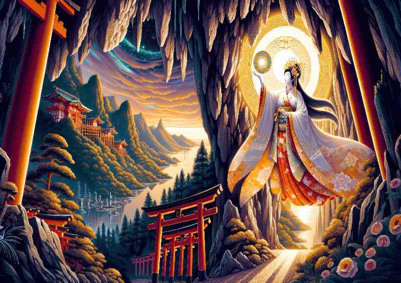 Japanese goddess Amaterasu radiant and graceful