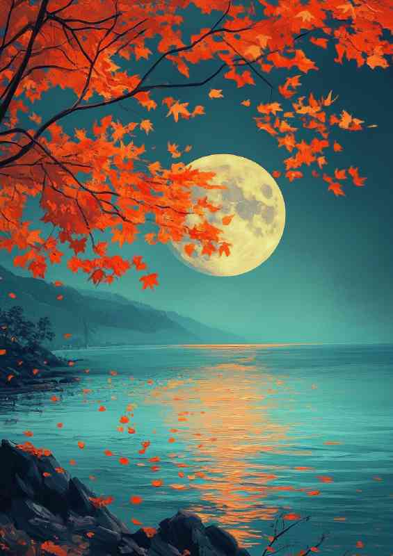 Moon shines on the turquoise sea
