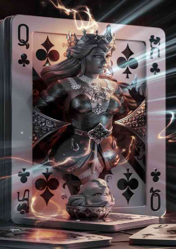 Queen of clubs visual art