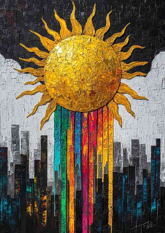 Sun bursting with radient colours