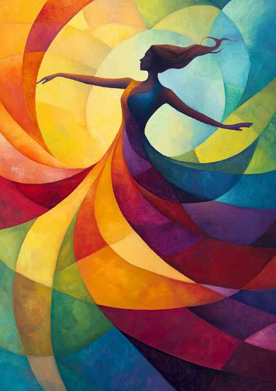 Abstract Woman in a swirl full body multi colors