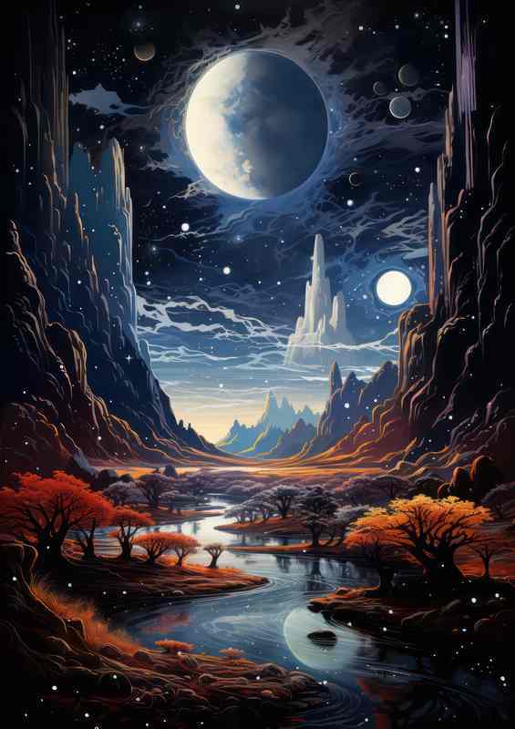 Enchanting Celestial Bodies Artistic Cosmos