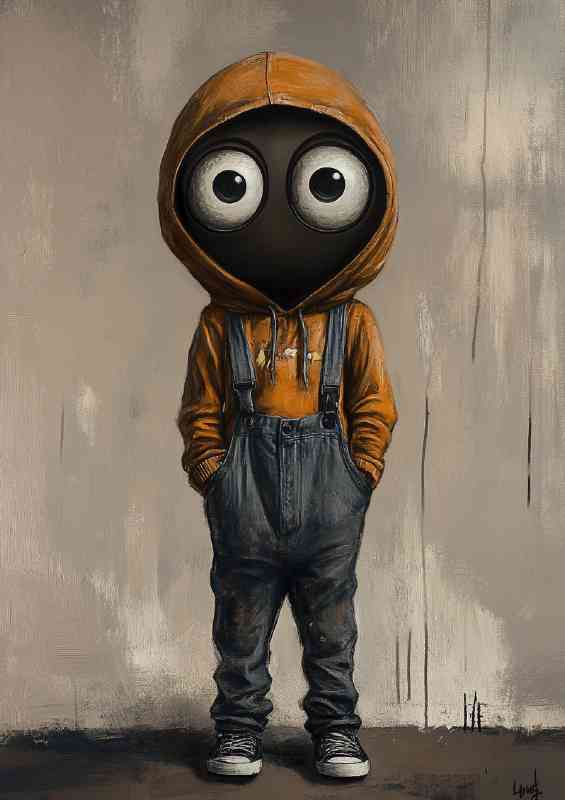 Little boy in dungarees orange hoodie series