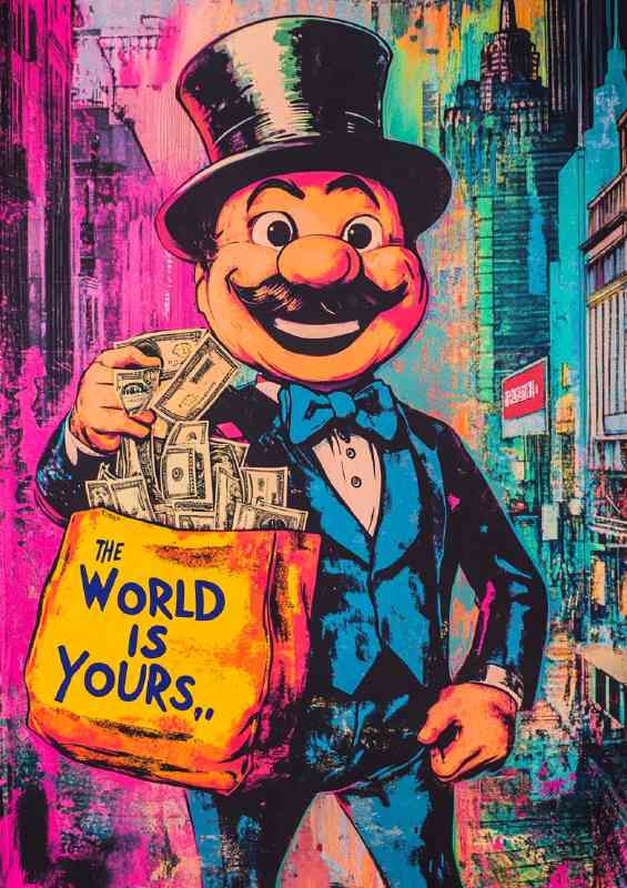 Pop art representation of the Monopoly man