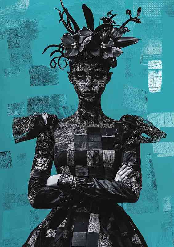 of an orchid flower woman in teal