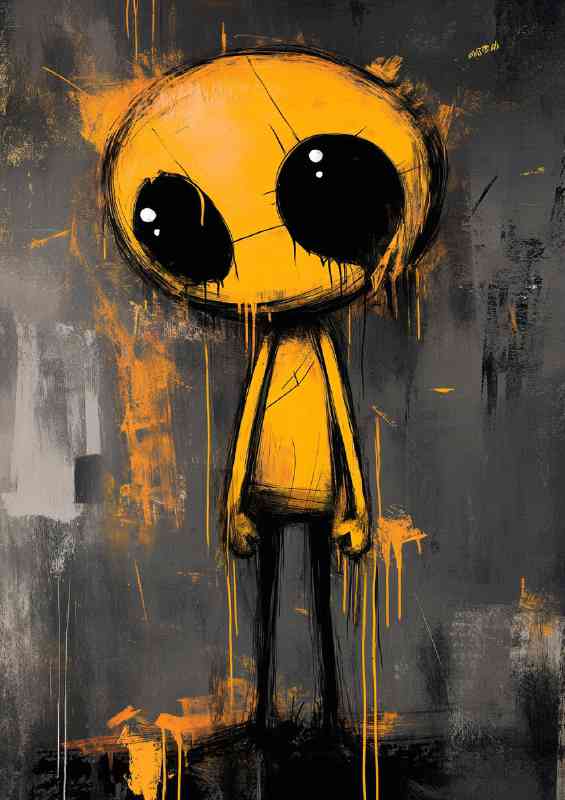 Stick figure cartoon character in yellow and black