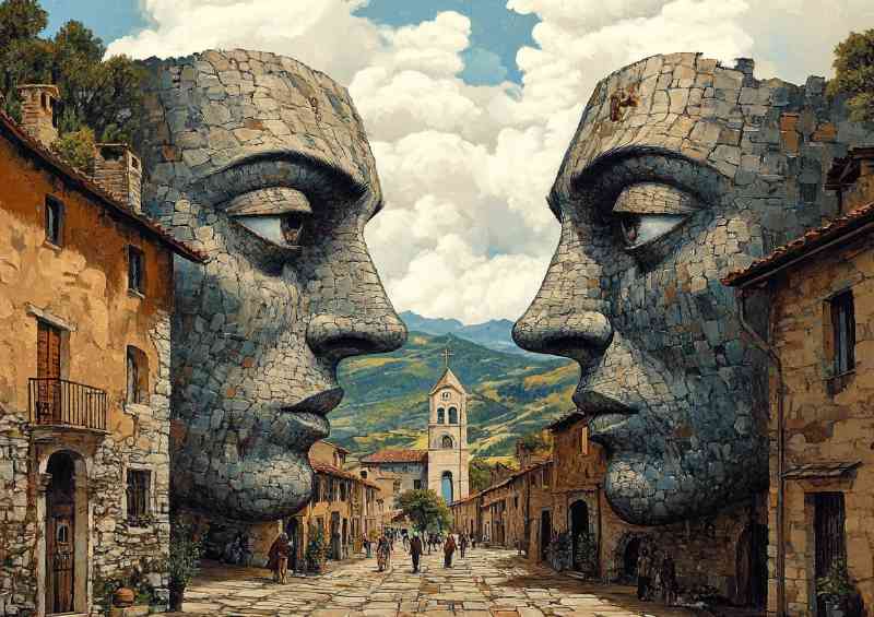 A medieval street in the mountains of Italy surreal