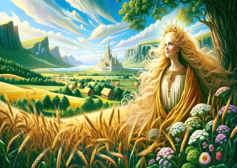 Norse goddess Sif radiant with golden hair