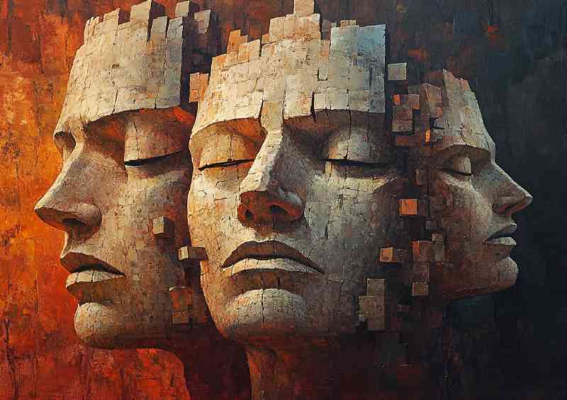 Oil painting in the style heads and colours