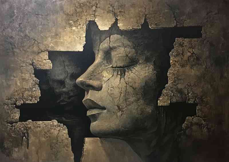 Oil paintingcracks and faces