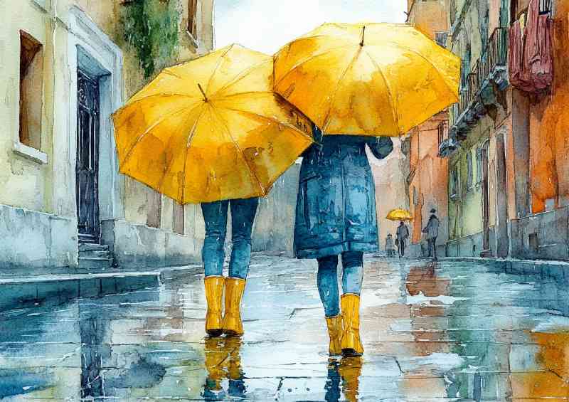 Watercolour photorealistic illustration Rome streets