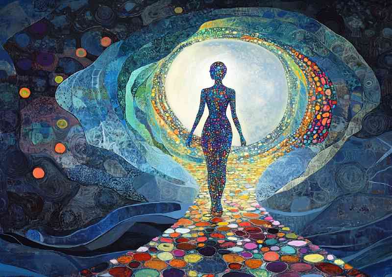 Woman of circles in tunnel