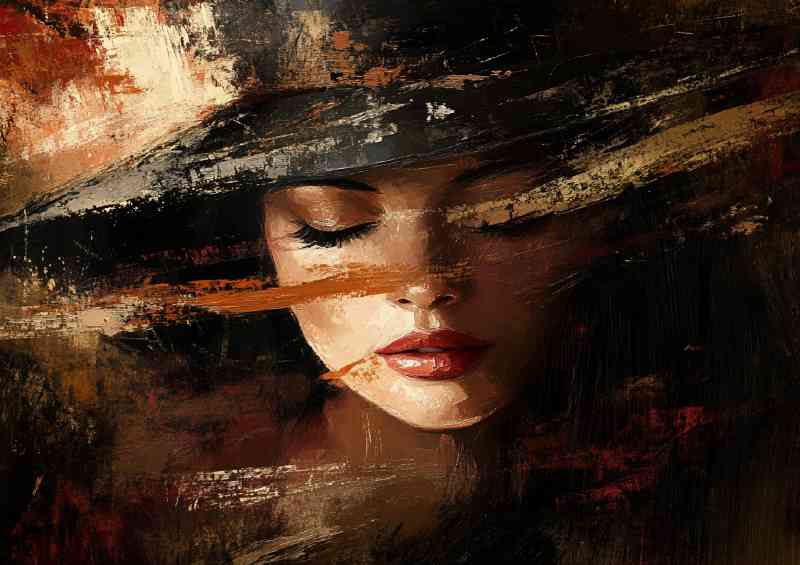 Woman with closed eyes wearing an elegant hat