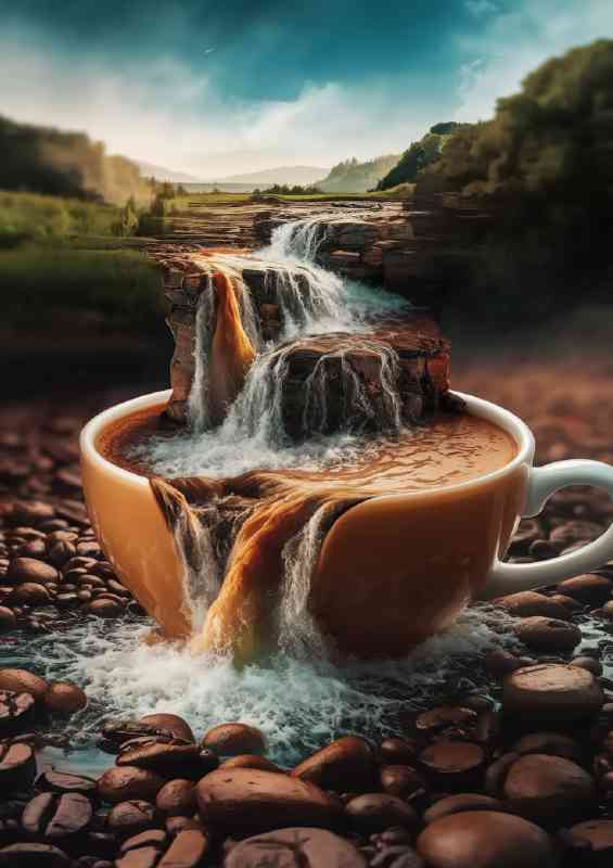 Cascading waterfall coffe cup