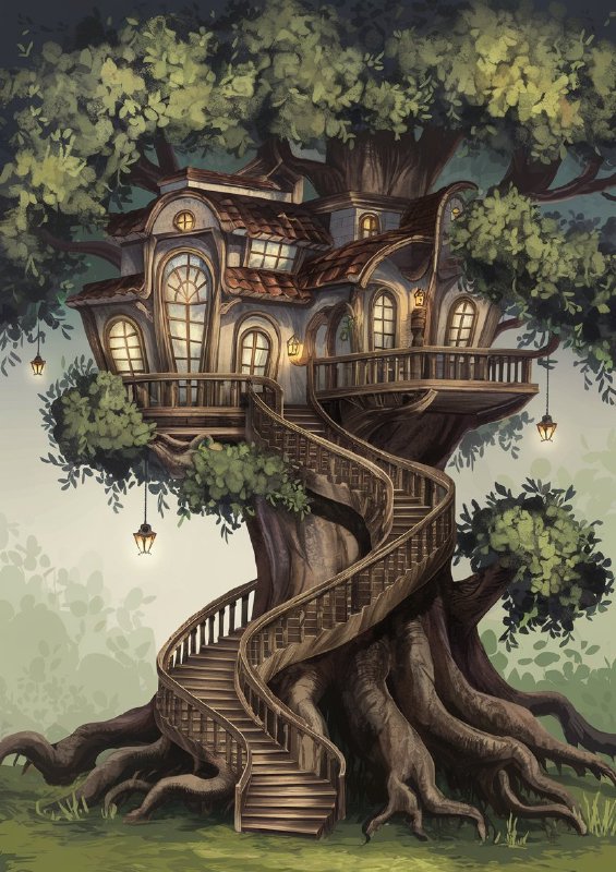Fantastical treehouse nestled within the branches