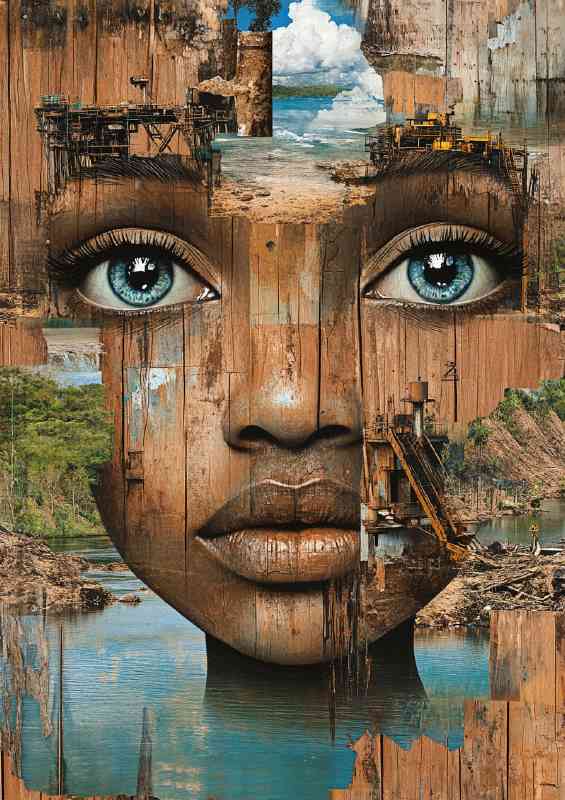 Surrealistic art of an African womans face