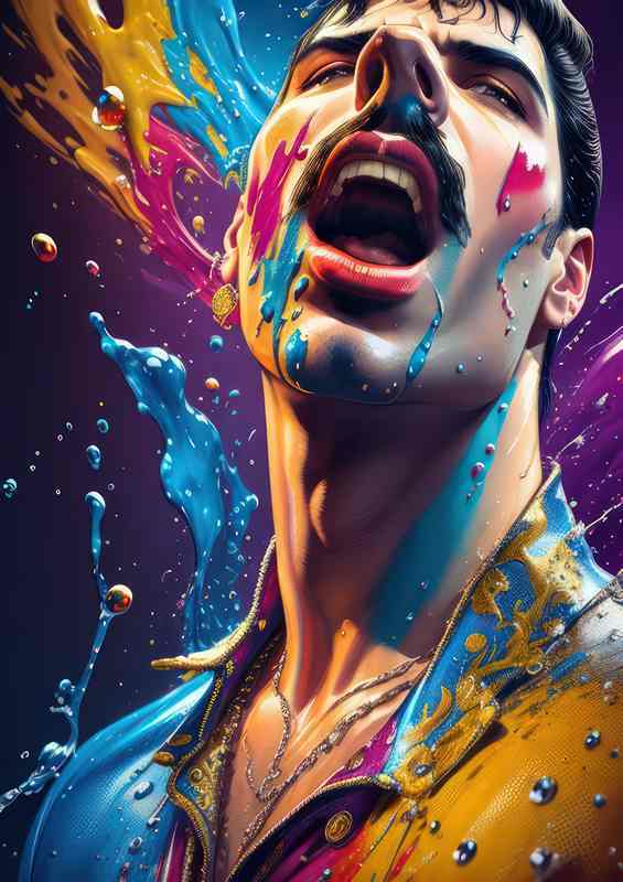 Splash art of Freddie Mercury singing