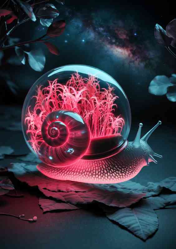 The pink transparent snail at night