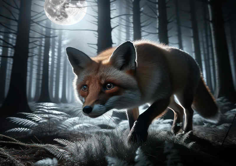 The Red Fox traverling through the forest