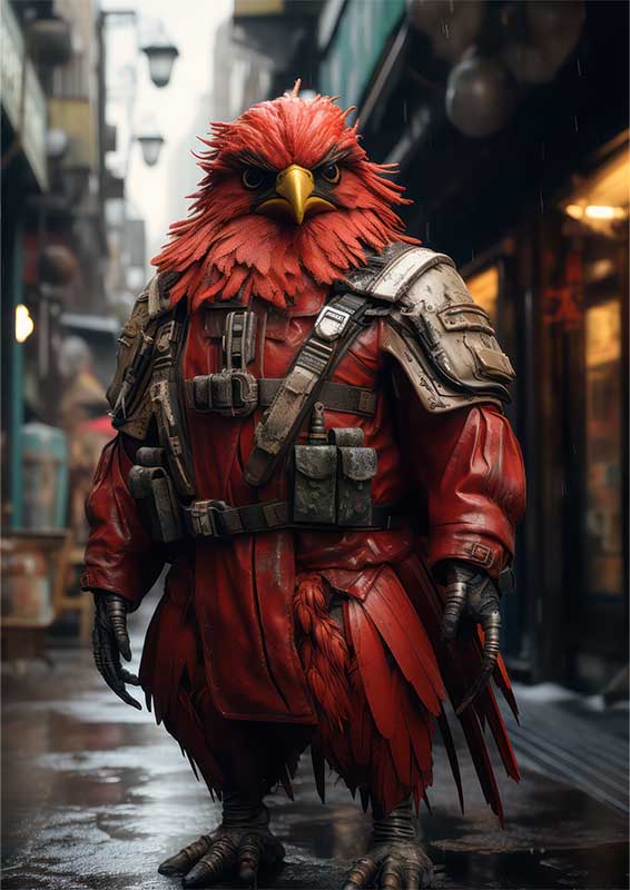 Cherry The Chicken Rocking His Leather Look Style