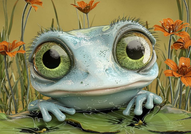 The green frog with the big eyes