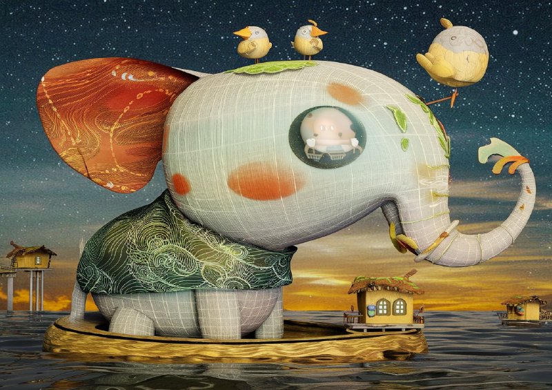 The large elephant on the boat