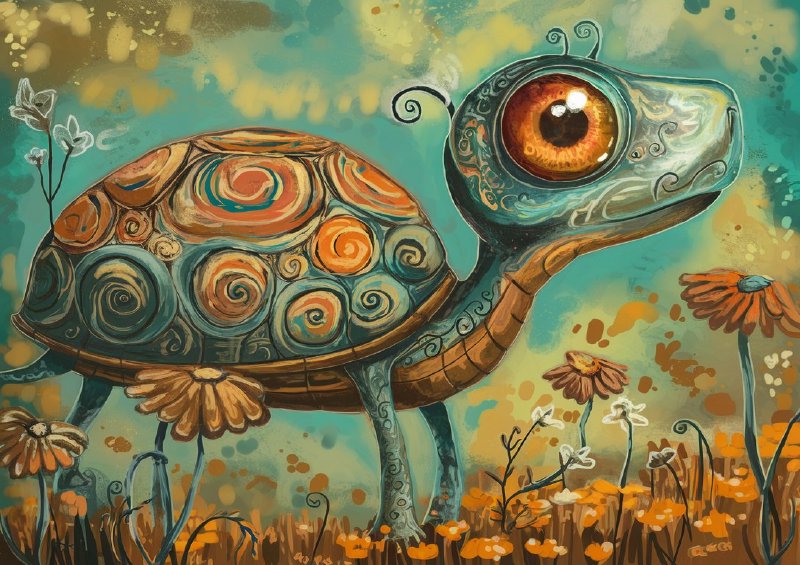 Tturtle like creature with a large round head