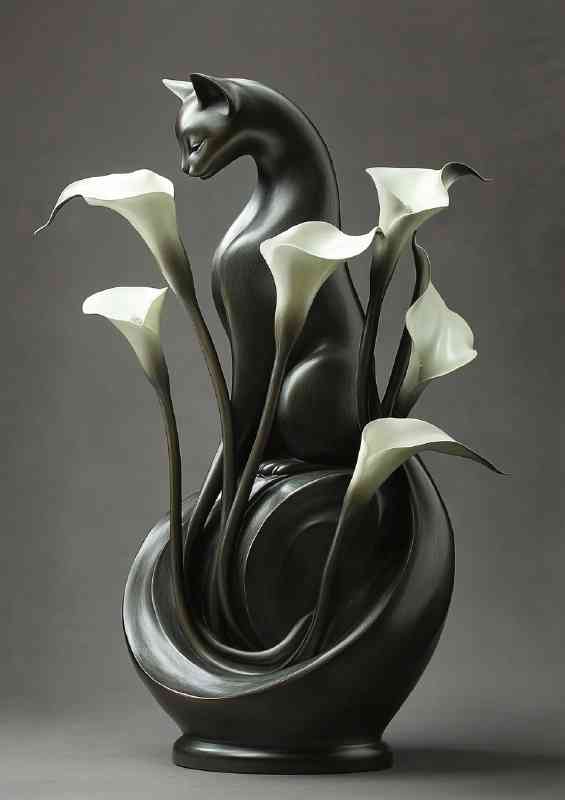 Cats calla lilies sculpture