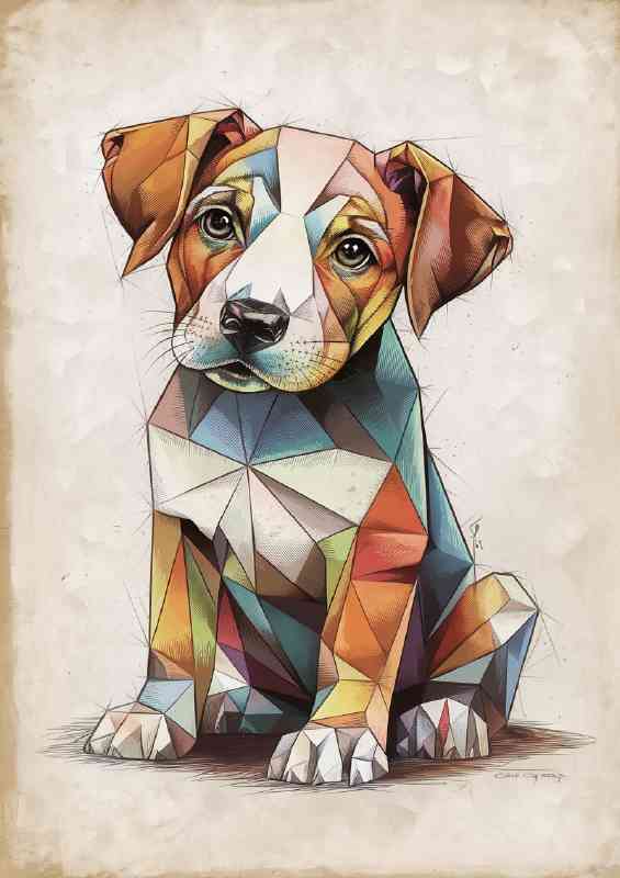 The geometric little puppy dog earty colours