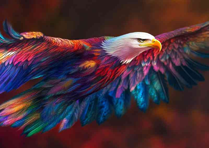 Eagle in flight its feathers swirling
