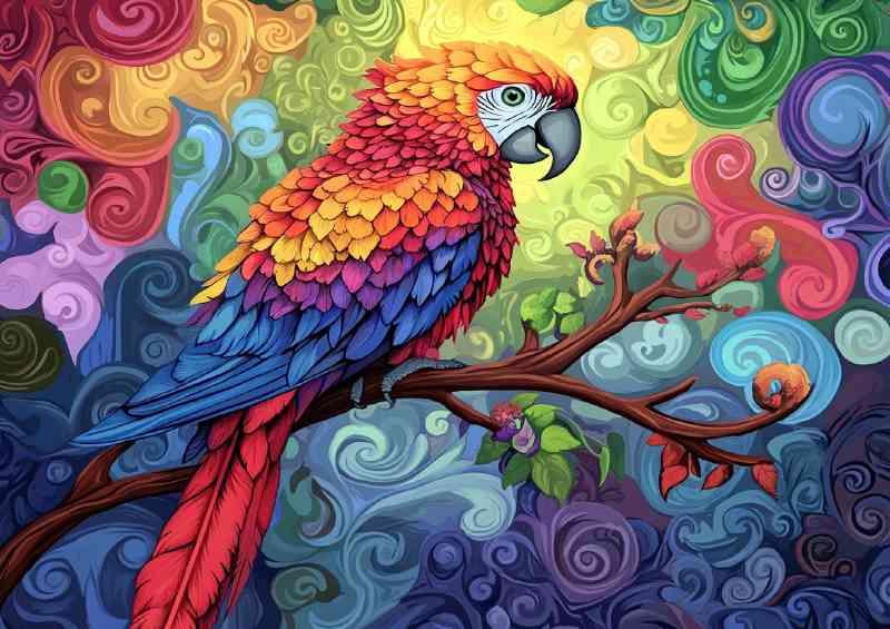 Parrot sitting on a tree branch