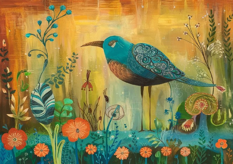 Vibrant and whimsical scene of nature