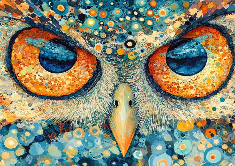 Watercolor painting of owl eyes