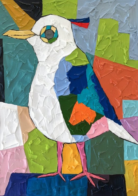 An abstract artwork of a seagul bird